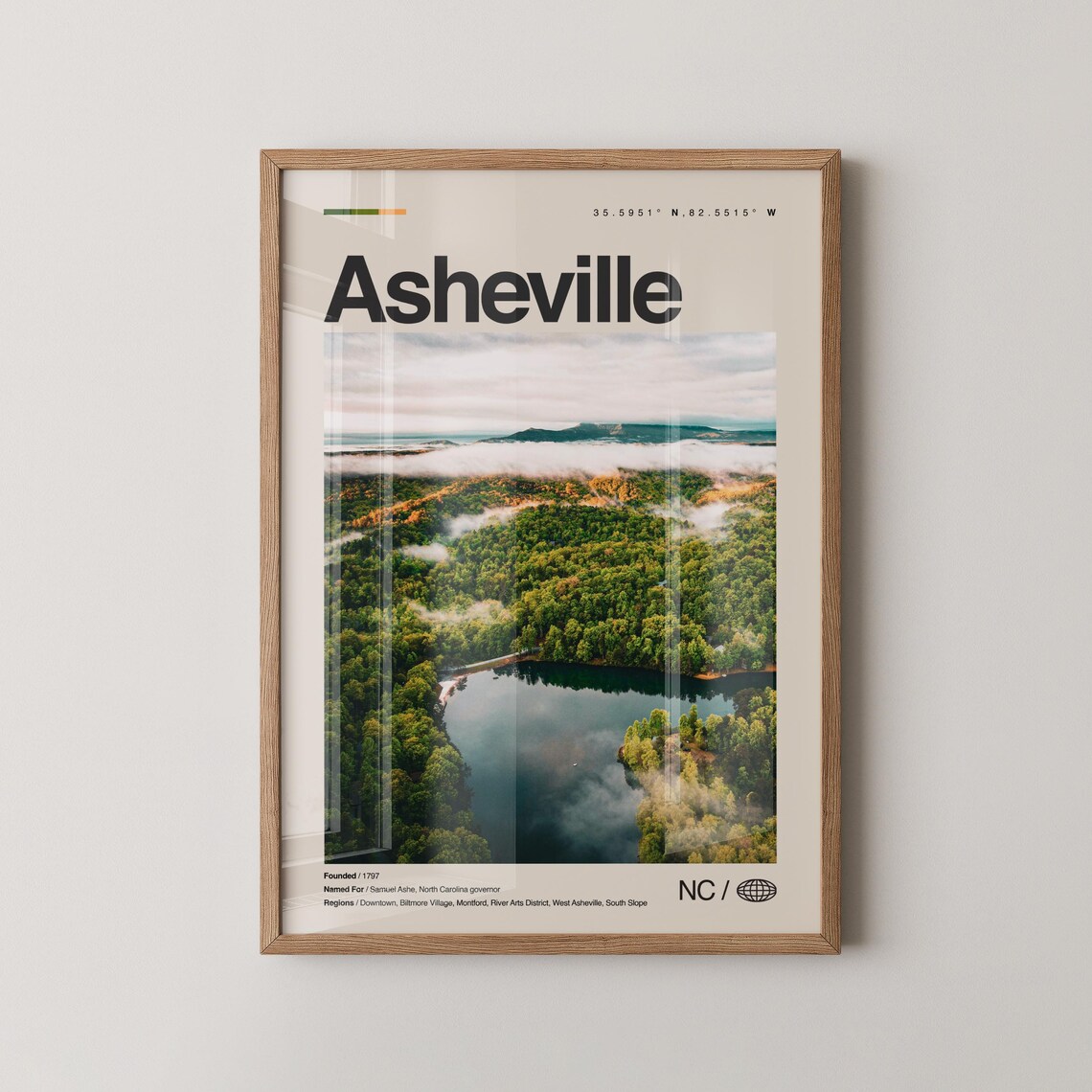 Asheville North Carolina Misty Mountain Lake Scenic Photo Poster