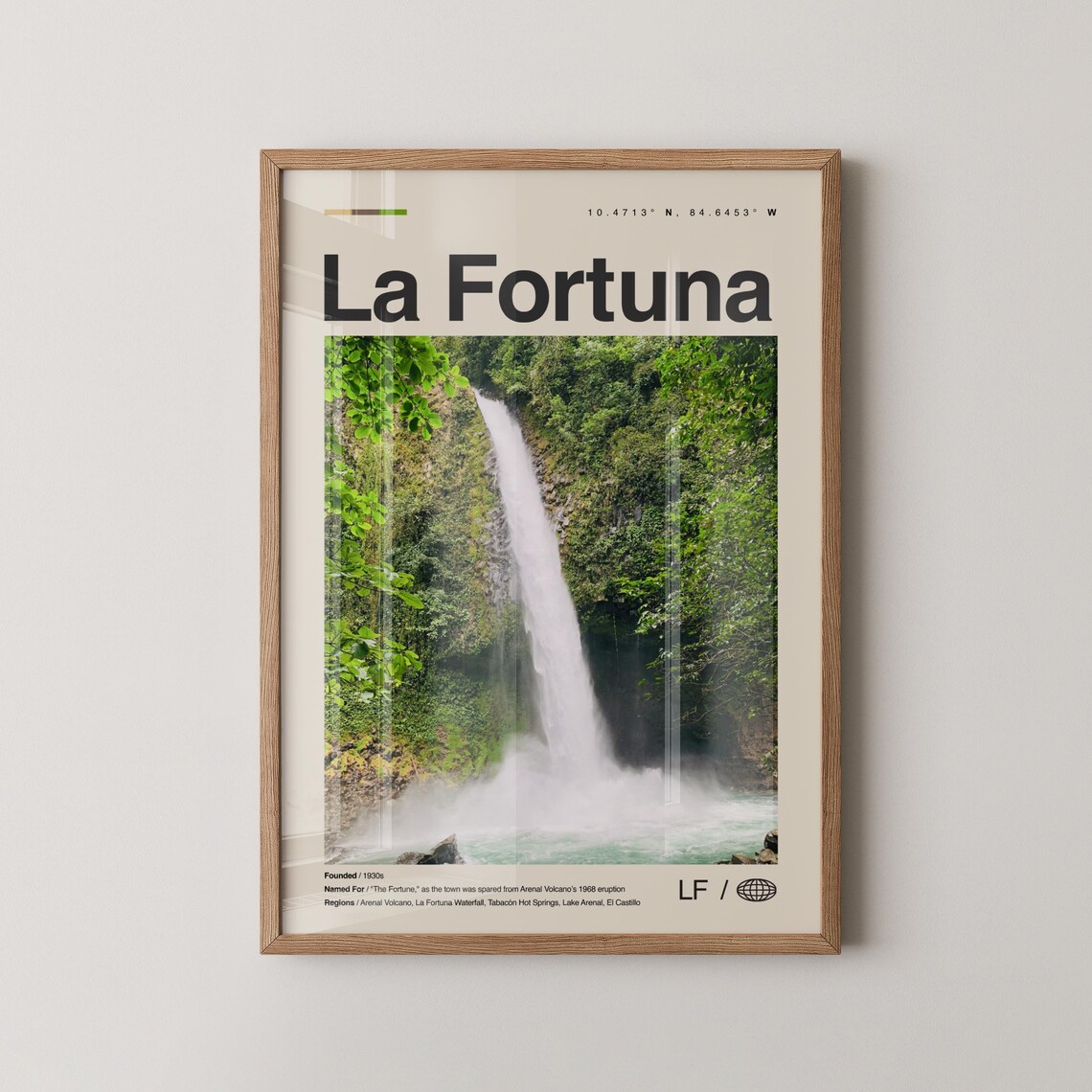 La Fortuna Waterfall Lush Jungle Minimalist Costa Rica Travel Poster
