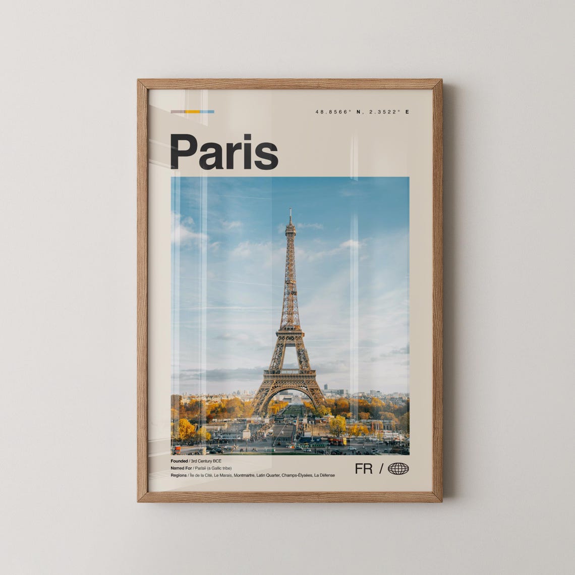 Paris Eiffel Tower Autumn Day Minimalist French Travel Poster