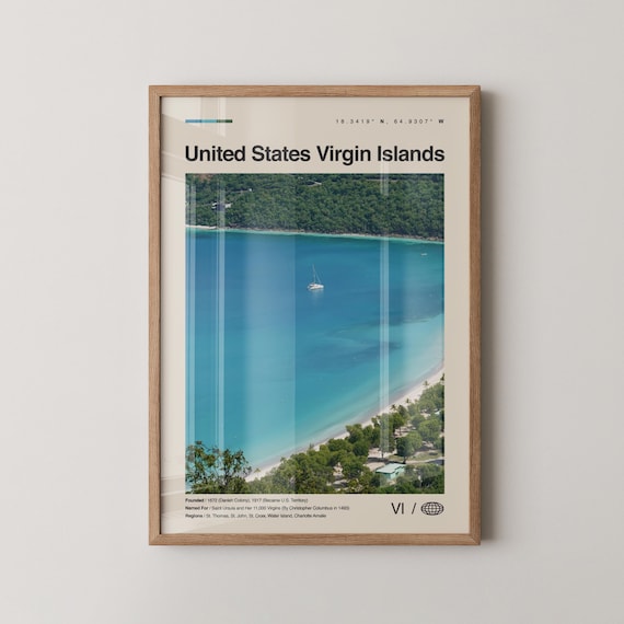 United States Virgin Islands Turquoise Bay Photo Travel Poster