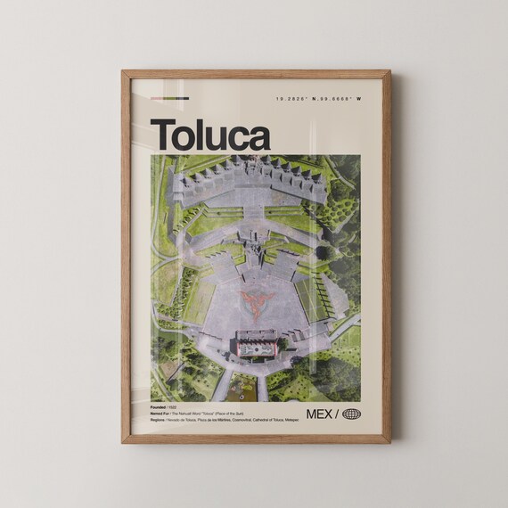 Toluca Mexico Aerial City Plaza Travel Photography Art Poster