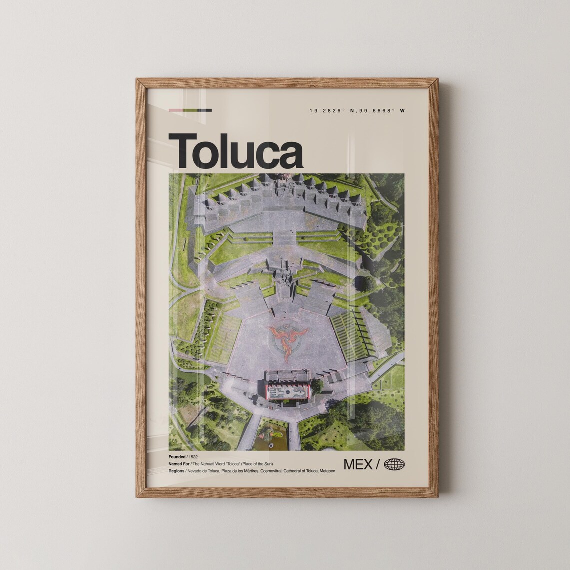 Toluca Mexico Aerial City Plaza Travel Photography Art Poster