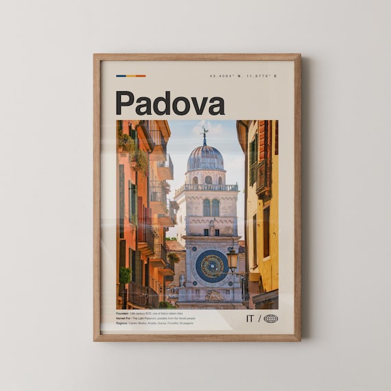 Padova Print Black And White Wall Art Poster Photo Dcor Map Italia