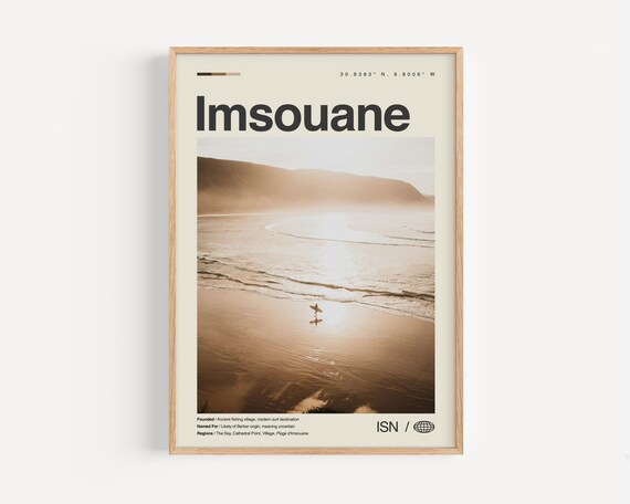 Imsouane Morocco Surfer on Beach at Golden Hour Photo Poster