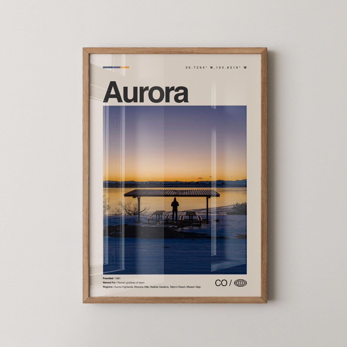 Aurora Print Wall Art Poster Photo Dcor Map Colorado