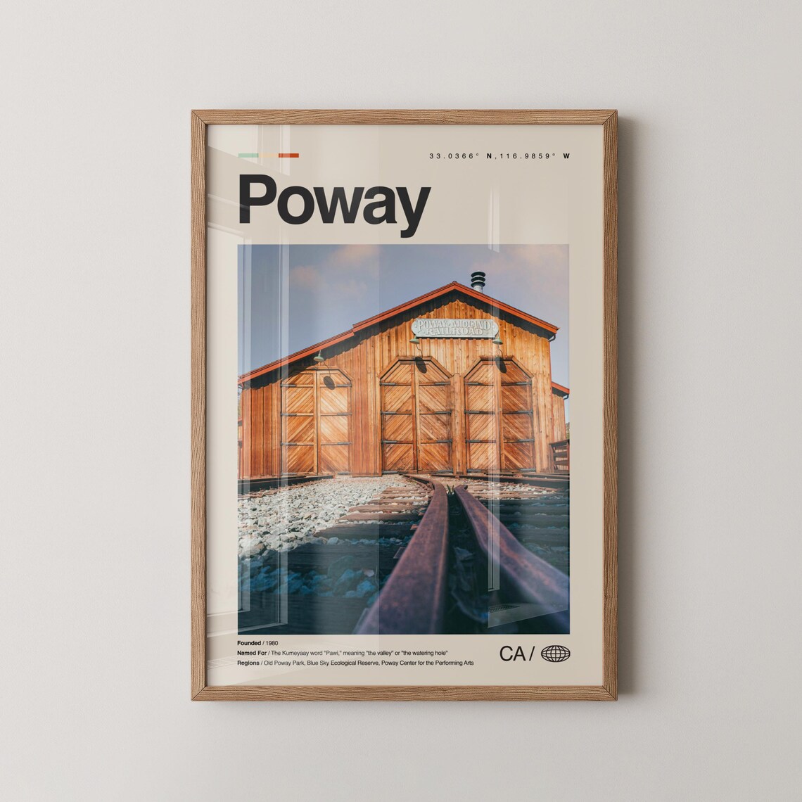 Poway California Historic Train Barn Wooden Station Travel Poster