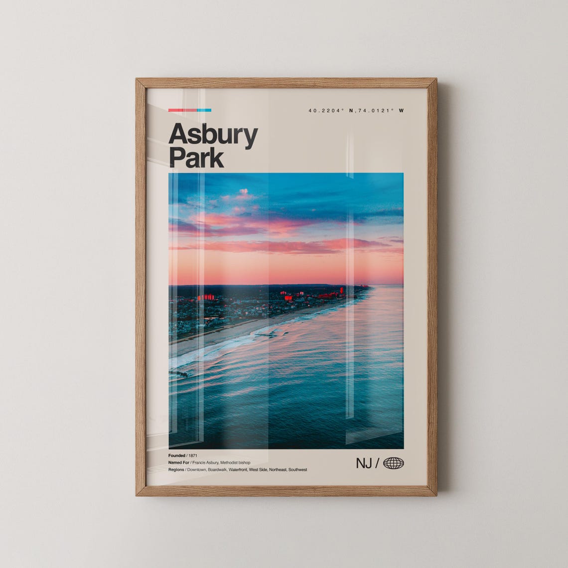 Asbury Park Map Art Print, New Jersey
