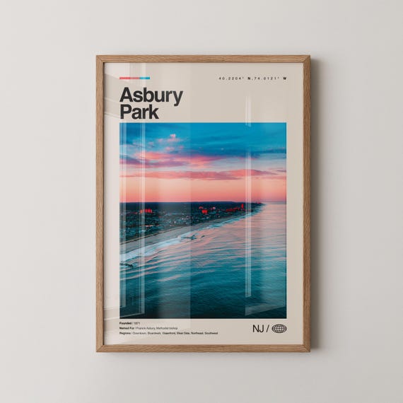 Asbury Park Map Art Print, New Jersey