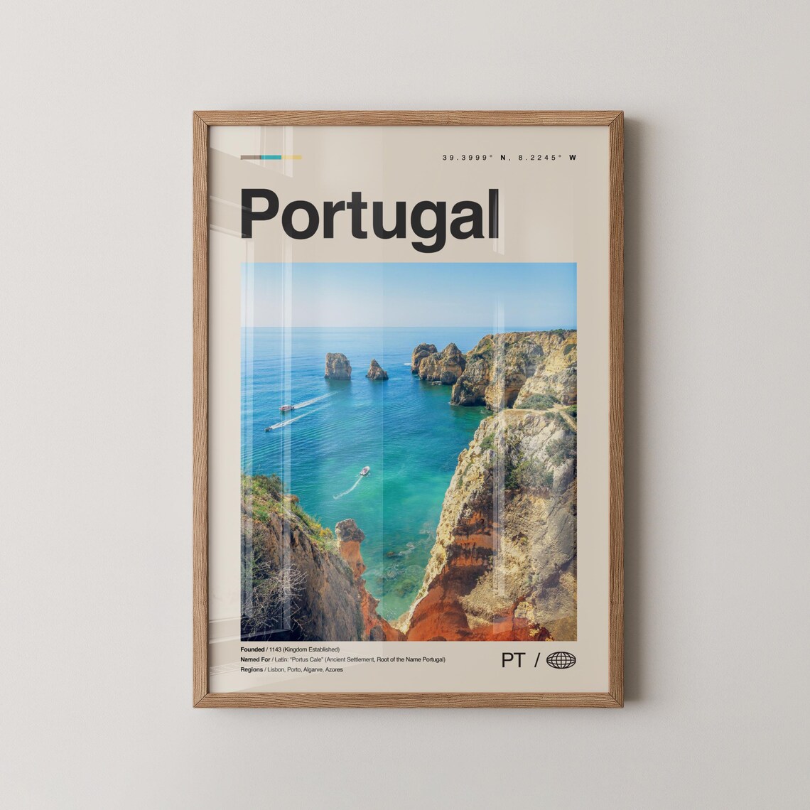 Portugal Algarve Cliffs Coastline Ocean Vintage Photo Travel Poster