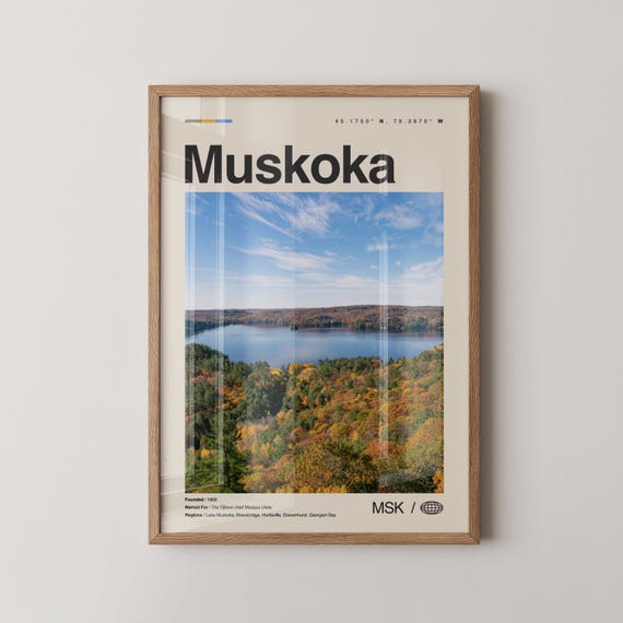 Muskoka Print Wall Art Poster Photo Map Decor Ontario Canada