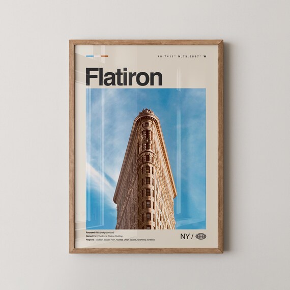Flatiron Building New York City Skyline Vintage Travel Poster