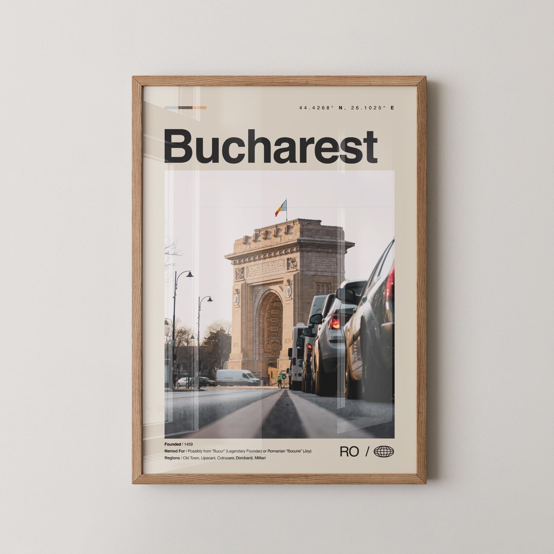 Bucharest Arcul de Triumf Arch City Street Photo Travel Poster