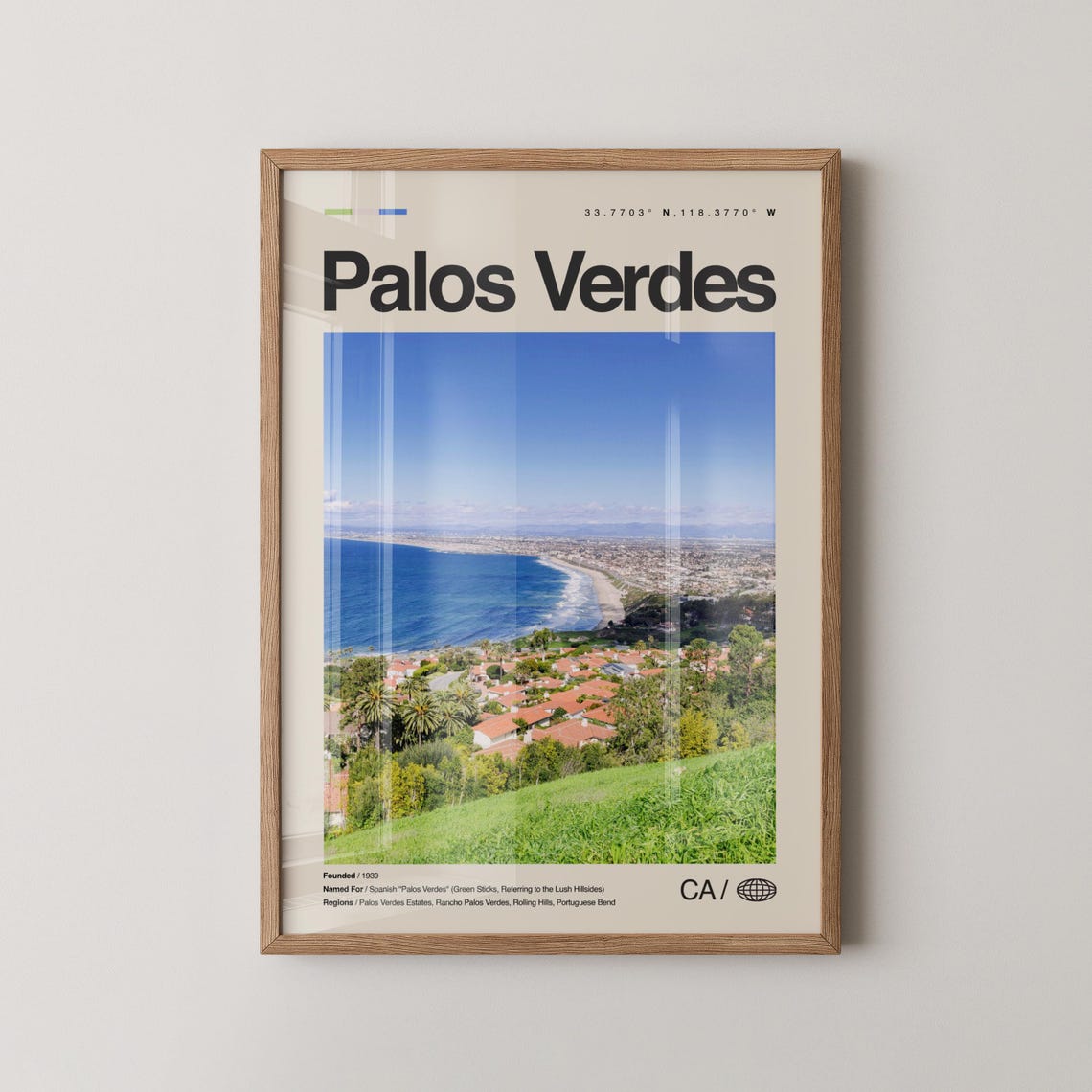 Palos Verdes California Coastal Hillside Ocean View City Print