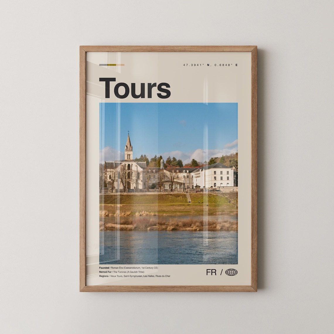 Tours France Travel Poster Riverside Church View Retro City Art