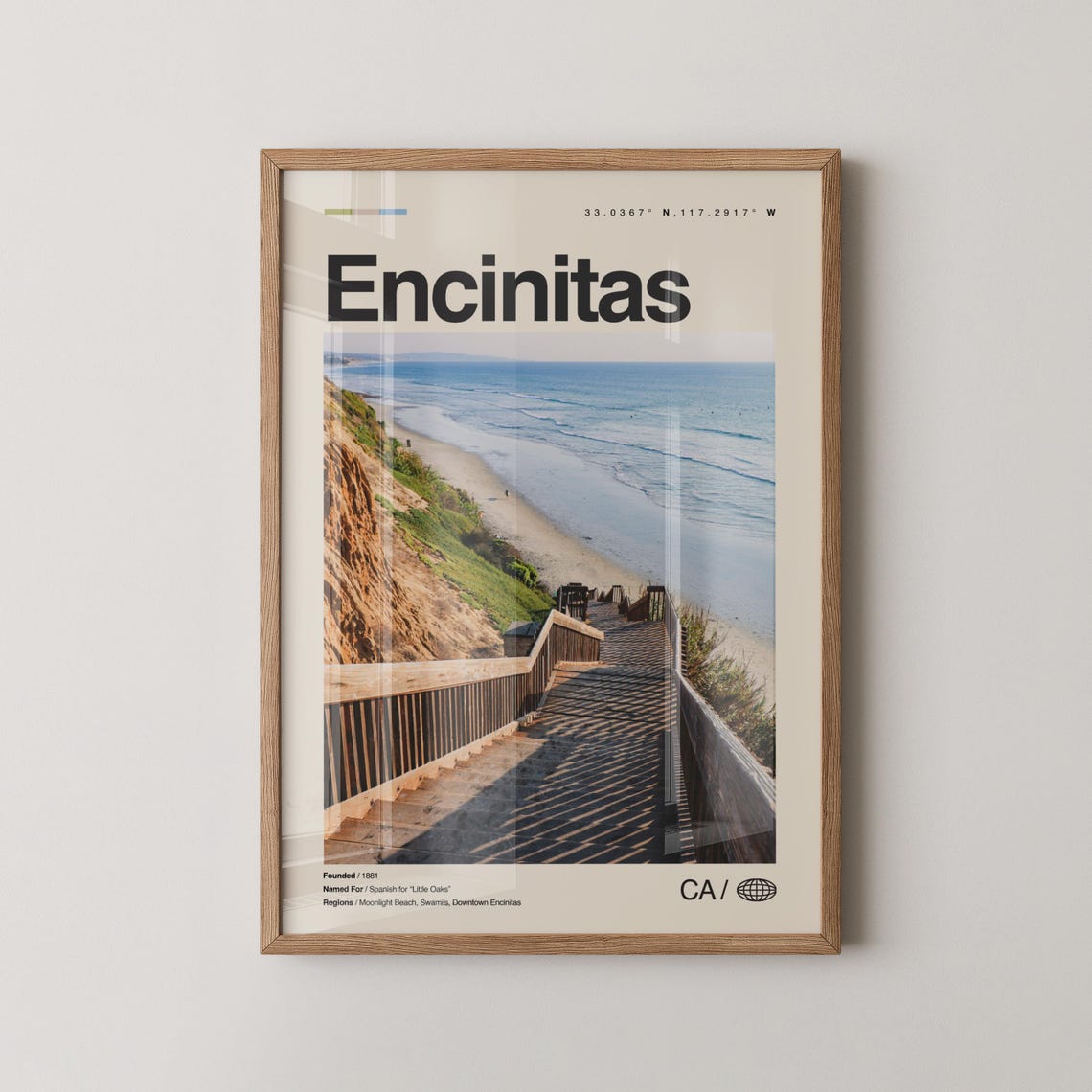 Encinitas California Surfer Sunset Beach Silhouette Travel Poster