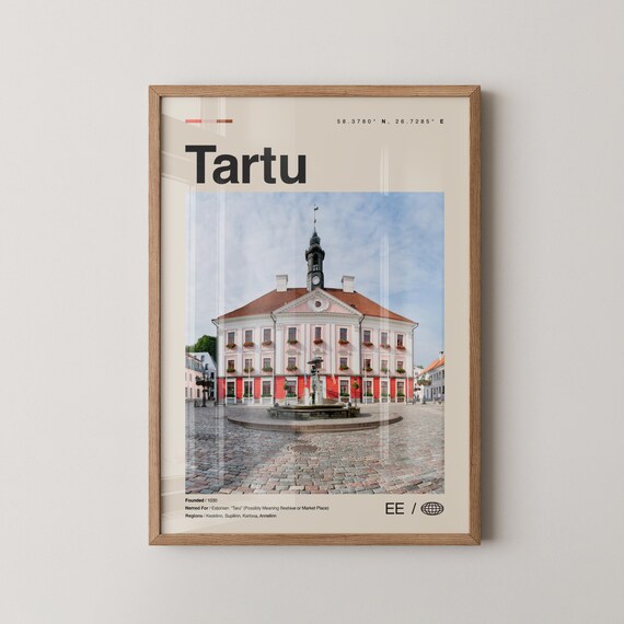 Tartu Print Wall Art Poster Photo Dcor Map Estonia