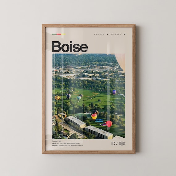Boise Idaho Hot Air Balloons Park Real Photo Modern Travel Poster