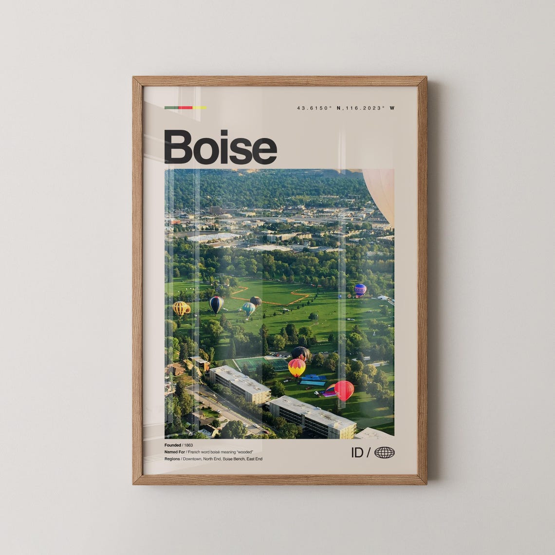 Boise Idaho Hot Air Balloons Park Real Photo Modern Travel Poster