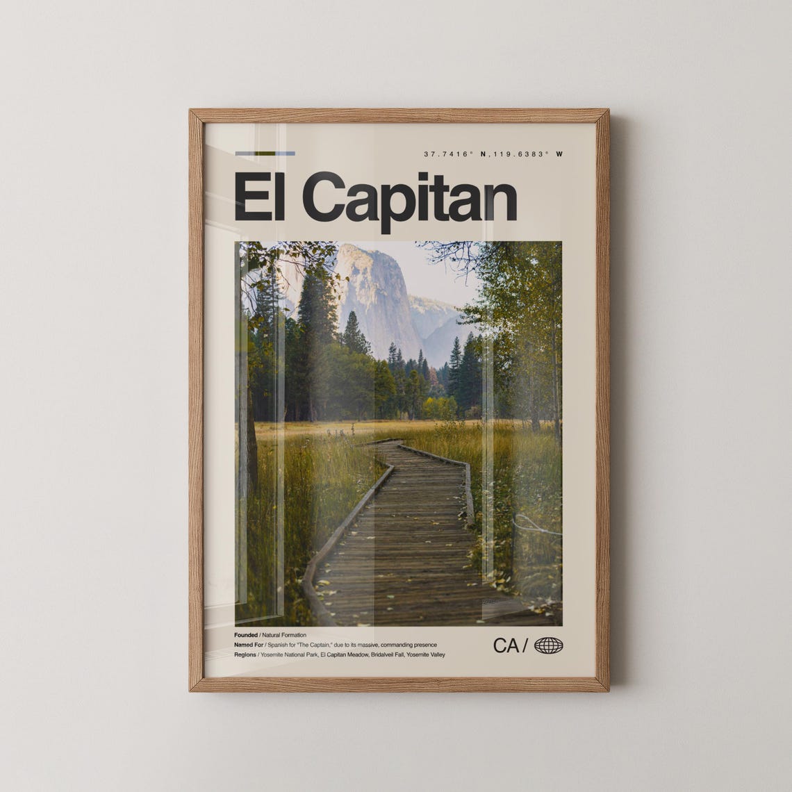 El Capitan Yosemite National Park Meadow Boardwalk Travel Poster