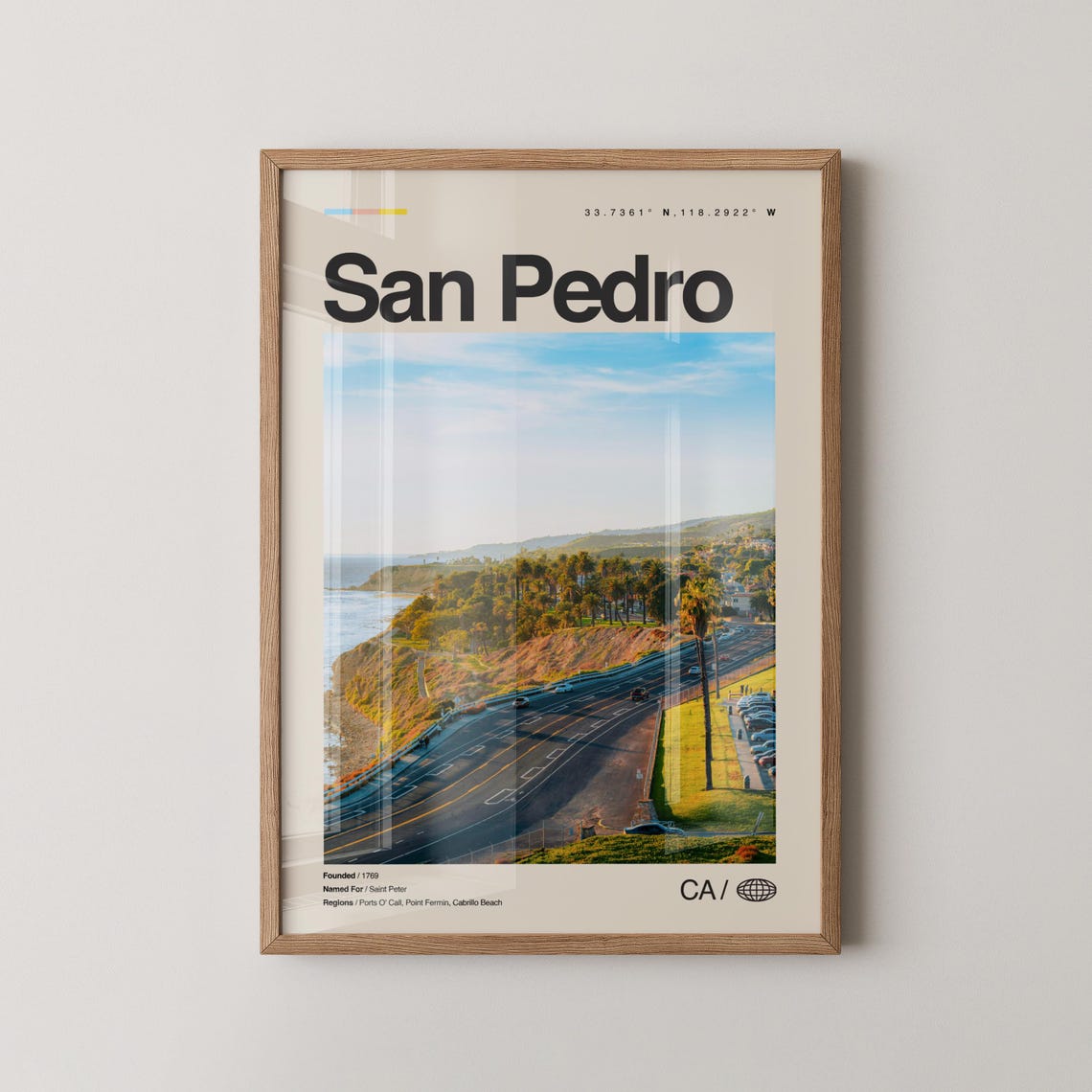 San Pedro Coastal Highway Palms Ocean View Travel Poster Photo