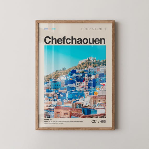 Chefchaouen Print Wall Art Poster Photo Dcor Map