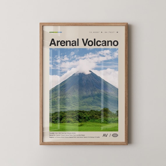 Arenal Volcano National Park Costa Rica Minimalist Travel Poster