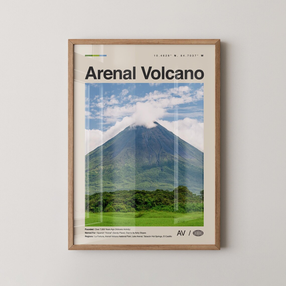Arenal Volcano National Park Costa Rica Minimalist Travel Poster
