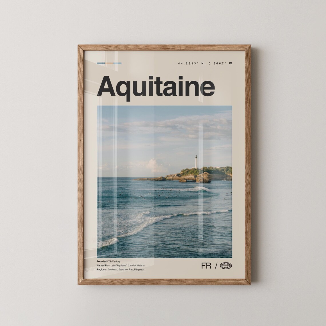 Aquitaine France Travel Poster Lighthouse Coast Photo Region Art