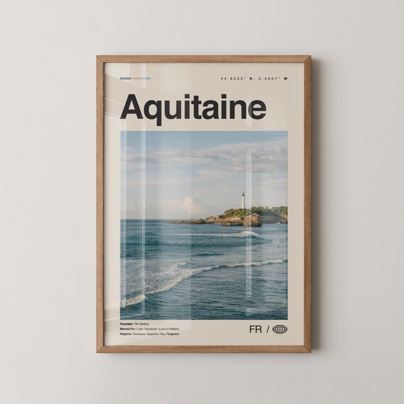 Aquitaine Print Wall Art Poster Photo Dcor Map France