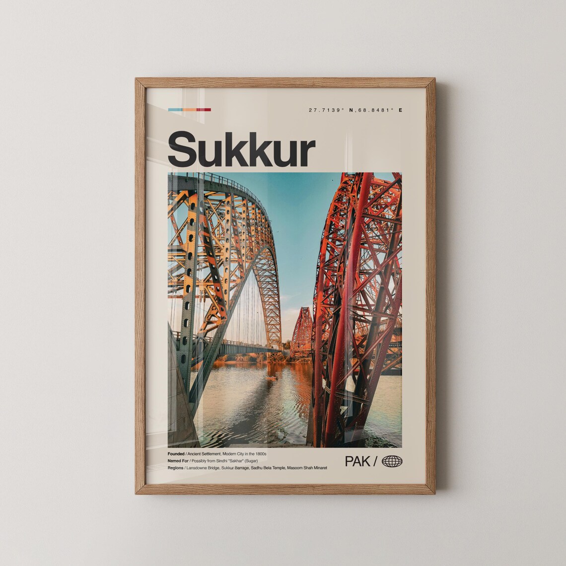 Sukkur Pakistan Lansdowne Bridge River Photography Travel Poster