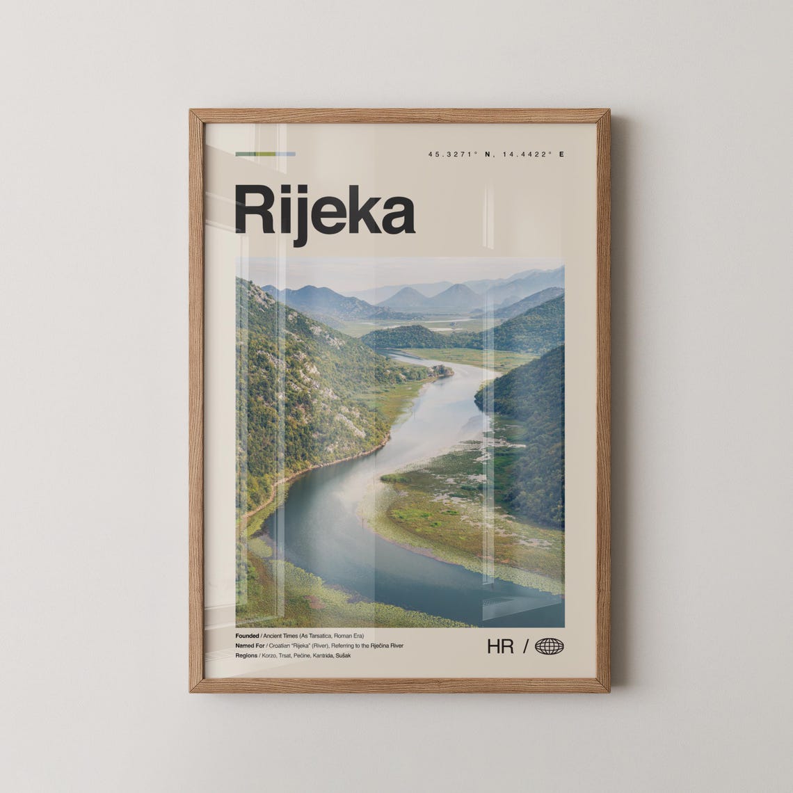 Rijeka Croatia River Delta Aerial Minimalist Travel Art Poster