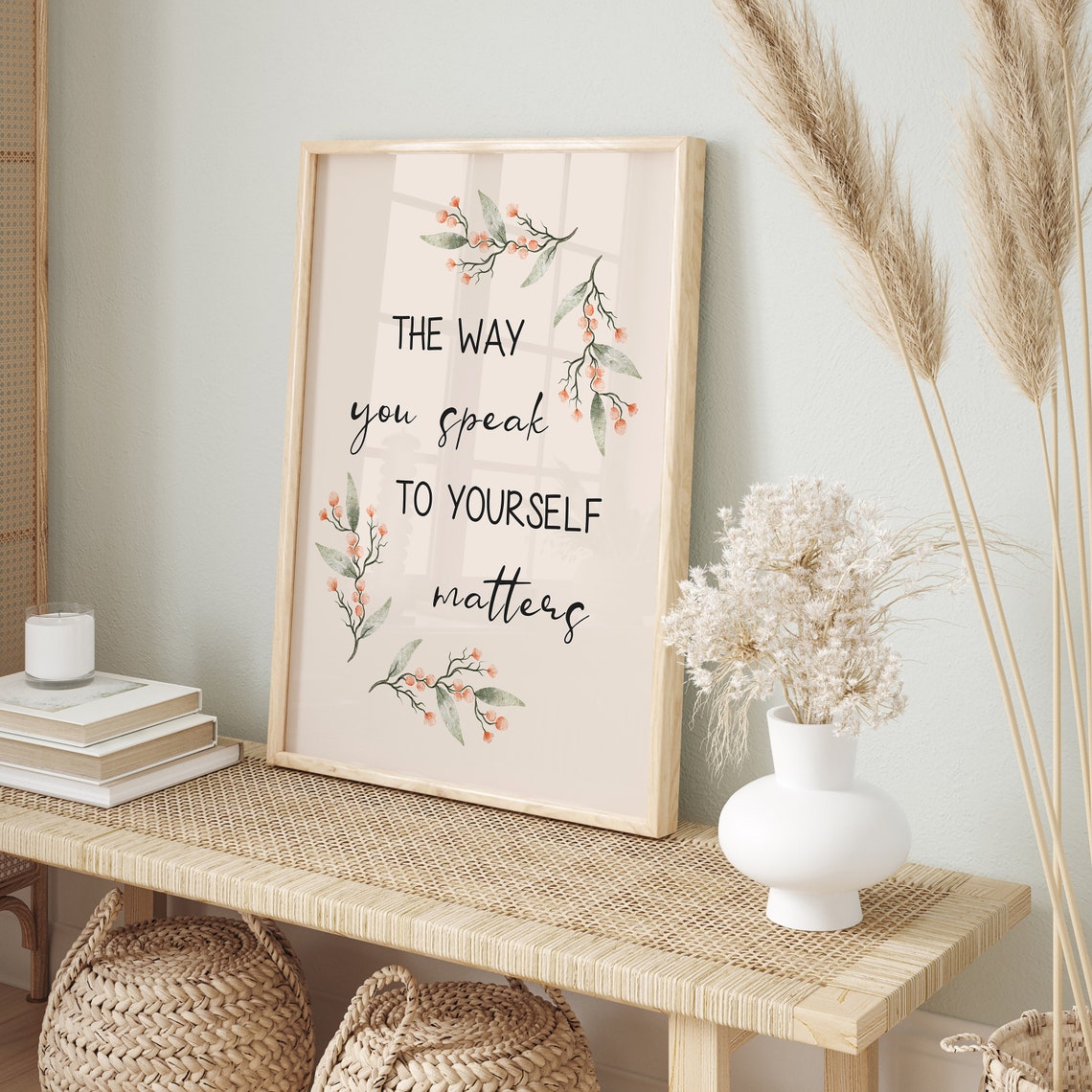 The Way You Speak To Yourself Matters Berry Sprig Wreath Poster - Image 2