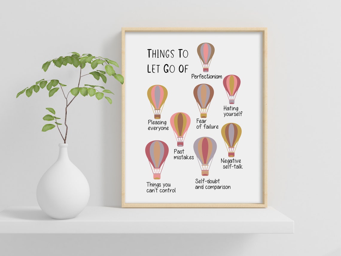 Things To Let Go Of Hot Air Balloon Release Negativity Art Poster - Image 2