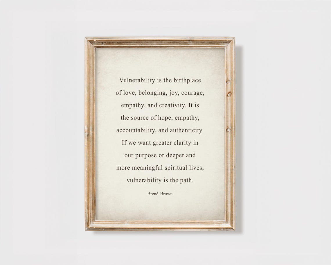 Brene Brown Vulnerability Birthplace Love Joy Vintage Quote Poster