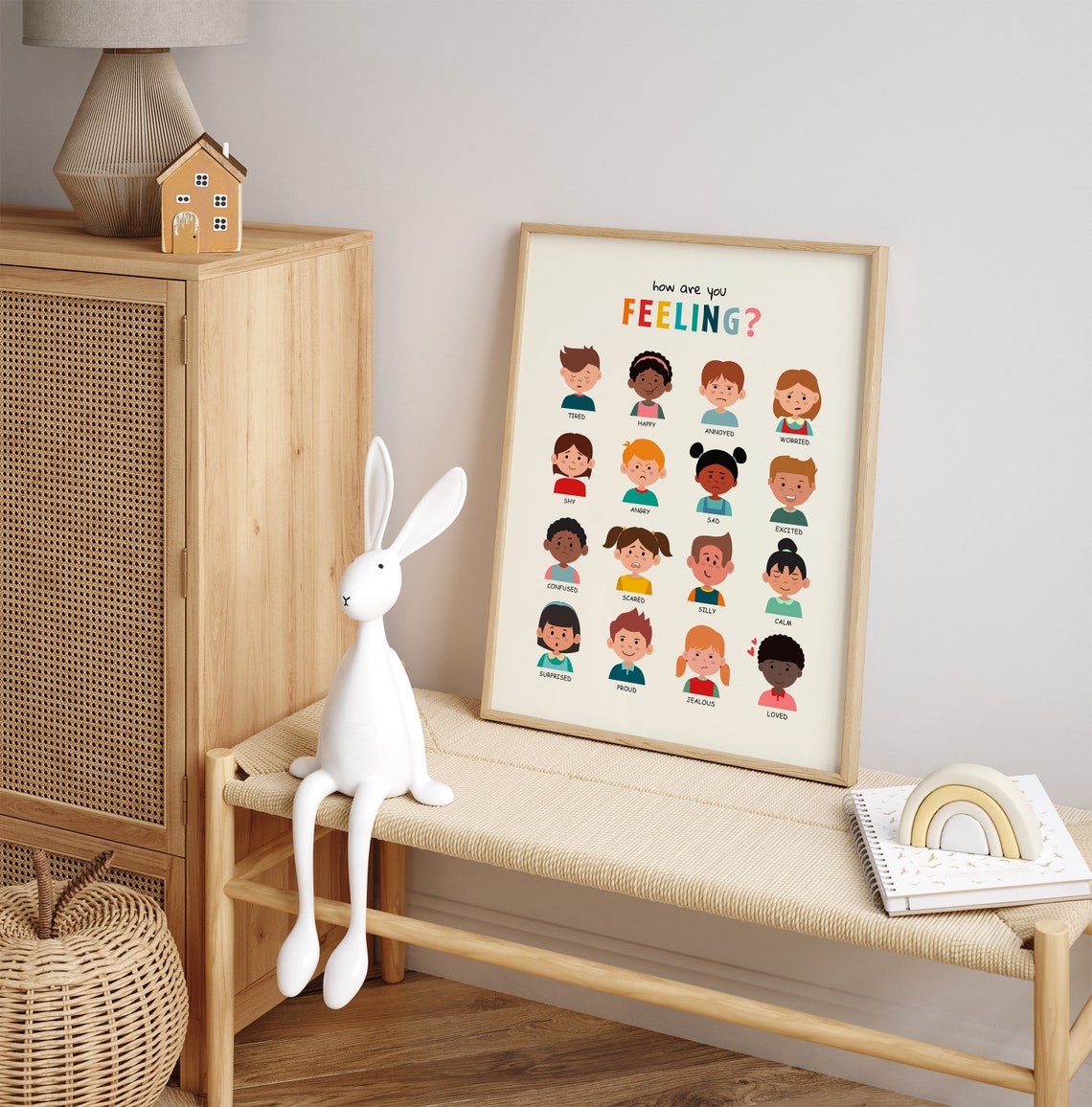 How Are You Feeling Kids Emotions Chart Colorful Faces Poster - Image 2