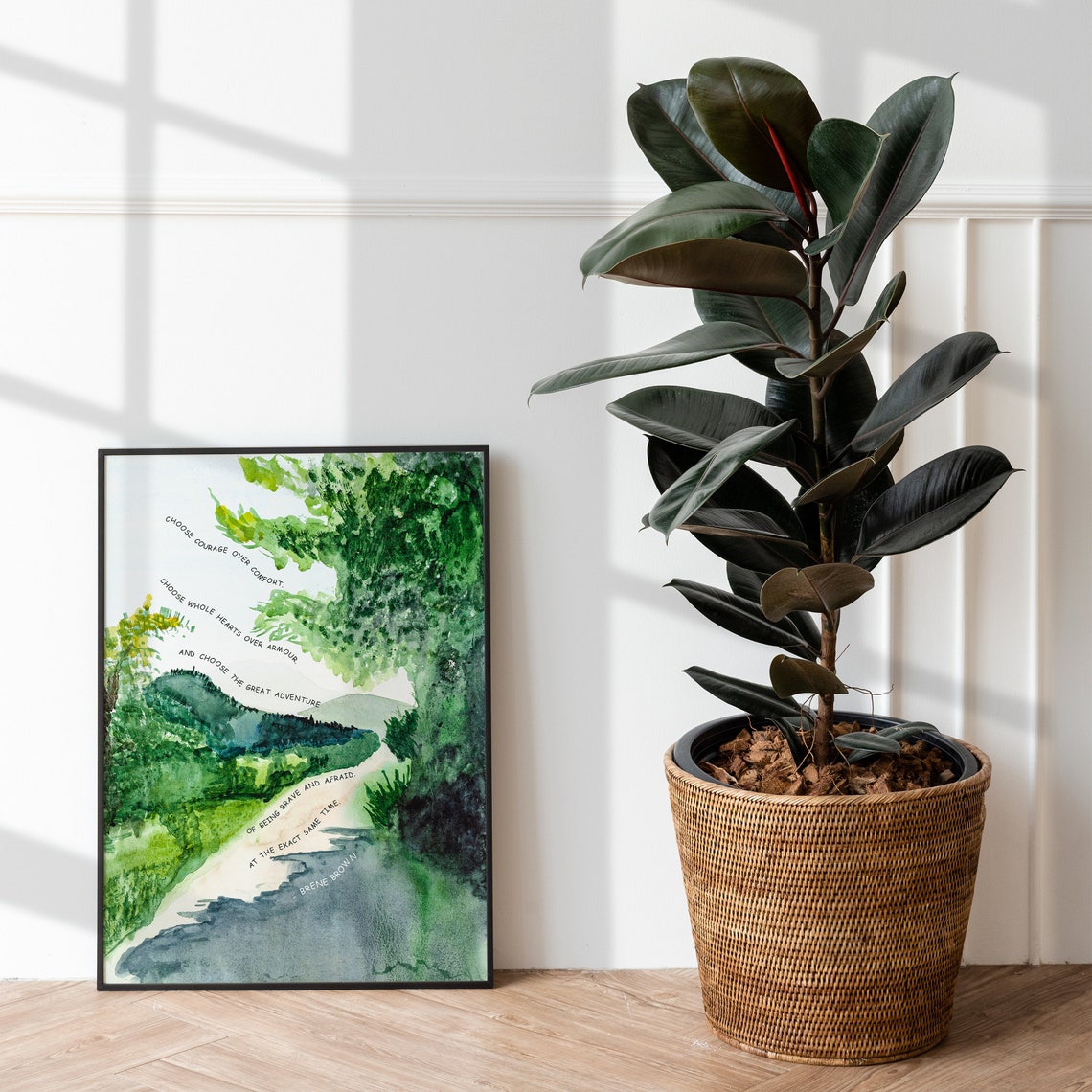 Brene Brown Choose Courage Over Comfort Forest Path Watercolor Poster - Image 2