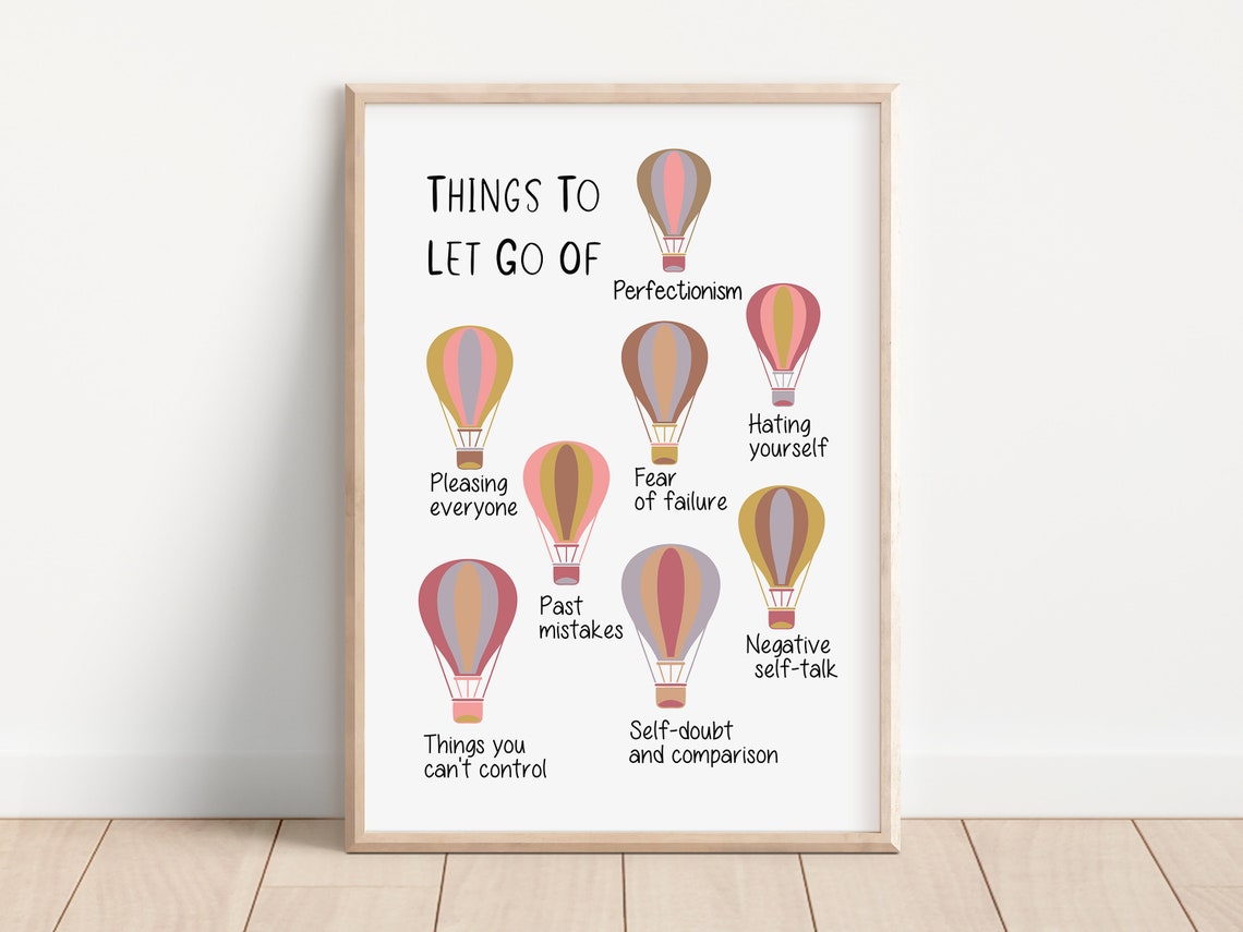 Things To Let Go Of Hot Air Balloon Release Negativity Art Poster