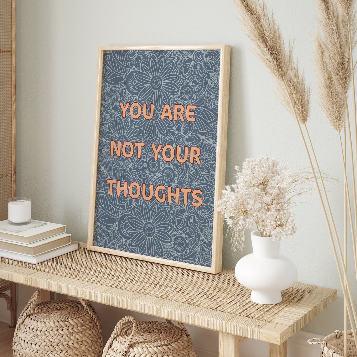 You Are Not Your Thoughts Bold Typography Mandala Mental Health Poster - Image 3