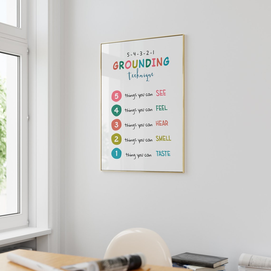 5 4 3 2 1 Grounding Technique Playful Hand Lettered Coping Poster - Image 3