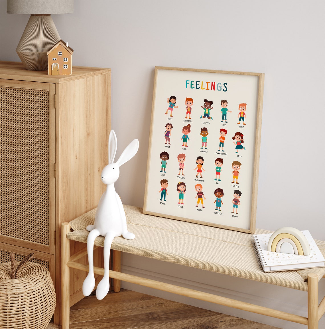 Feelings Chart Emotions Faces Kids Classroom Therapy Office Poster - Image 3