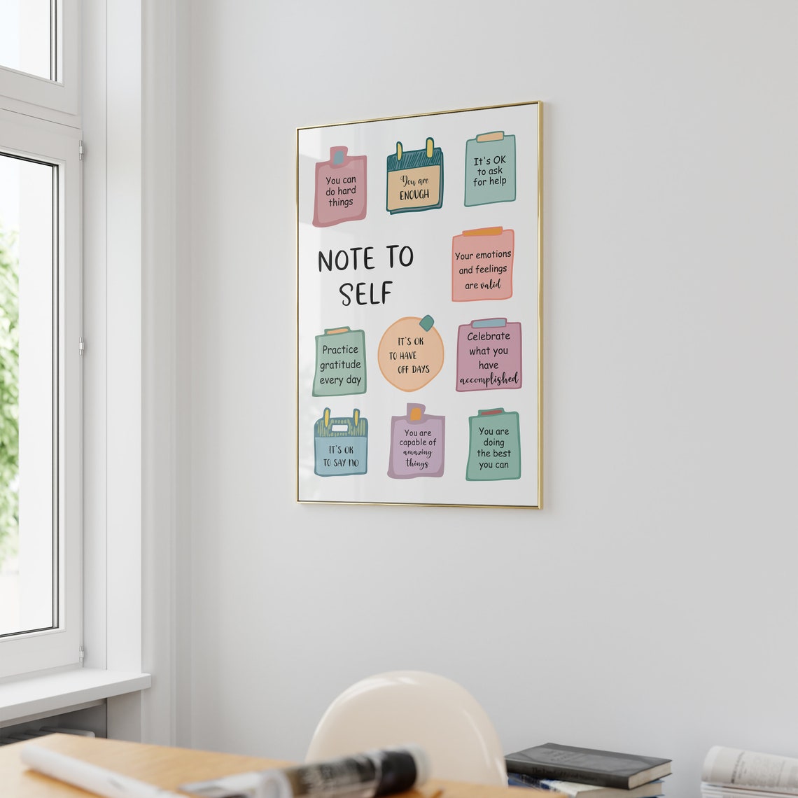 Note To Self Poster Therapy Office Wall Art Mental Health Self Awareness Self Care Cbt Print Affirmation Art Print - Image 3