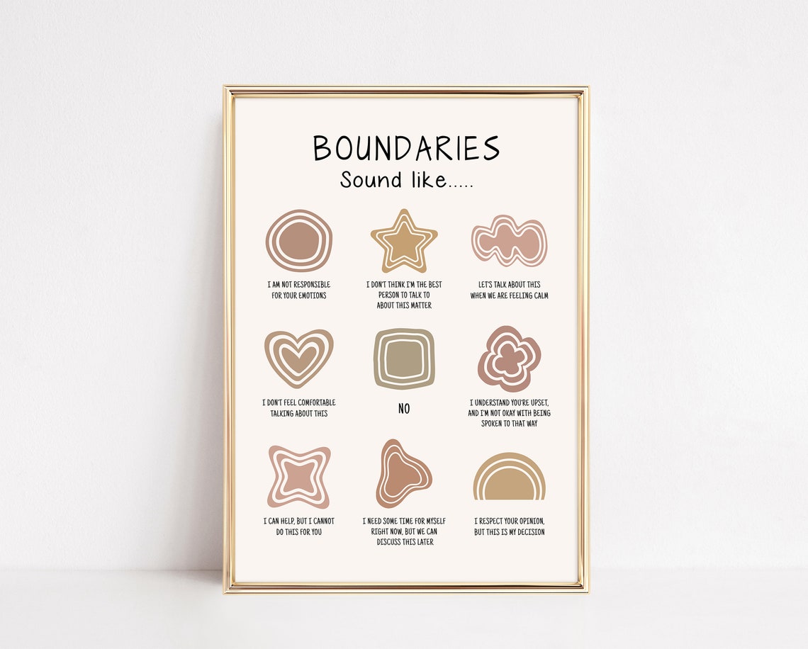 Boundaries Sound Like Abstract Shapes Neutral Tones Therapy Poster