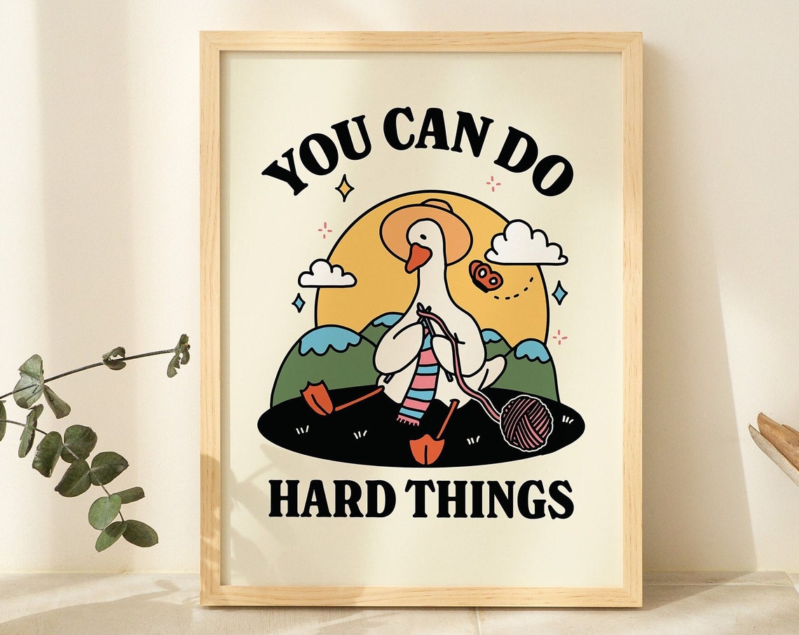 Cute Goose Wall Print Retro Frog Illustration Classroom Print Cottagecore Positive Quote Cute Print Kids Room - Image 4