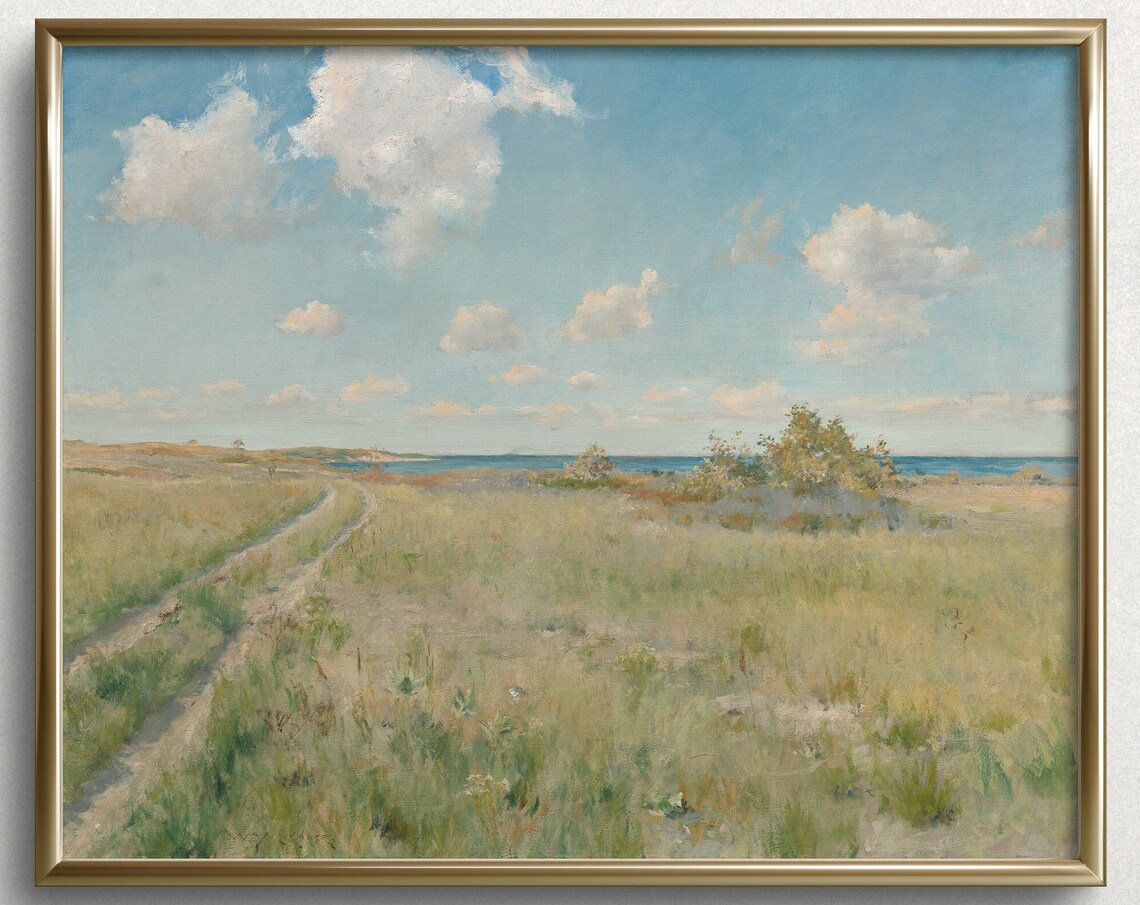 Coastal Meadow Path To Lake Vintage Summer Landscape Painting Poster