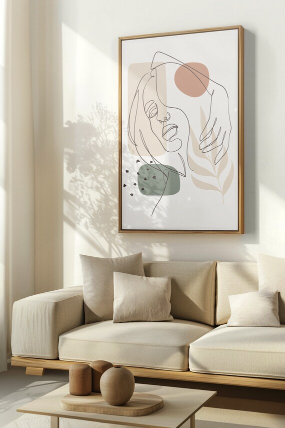 Minimalist Woman Line Art Face Boho Modern Chic Wall Decor Print