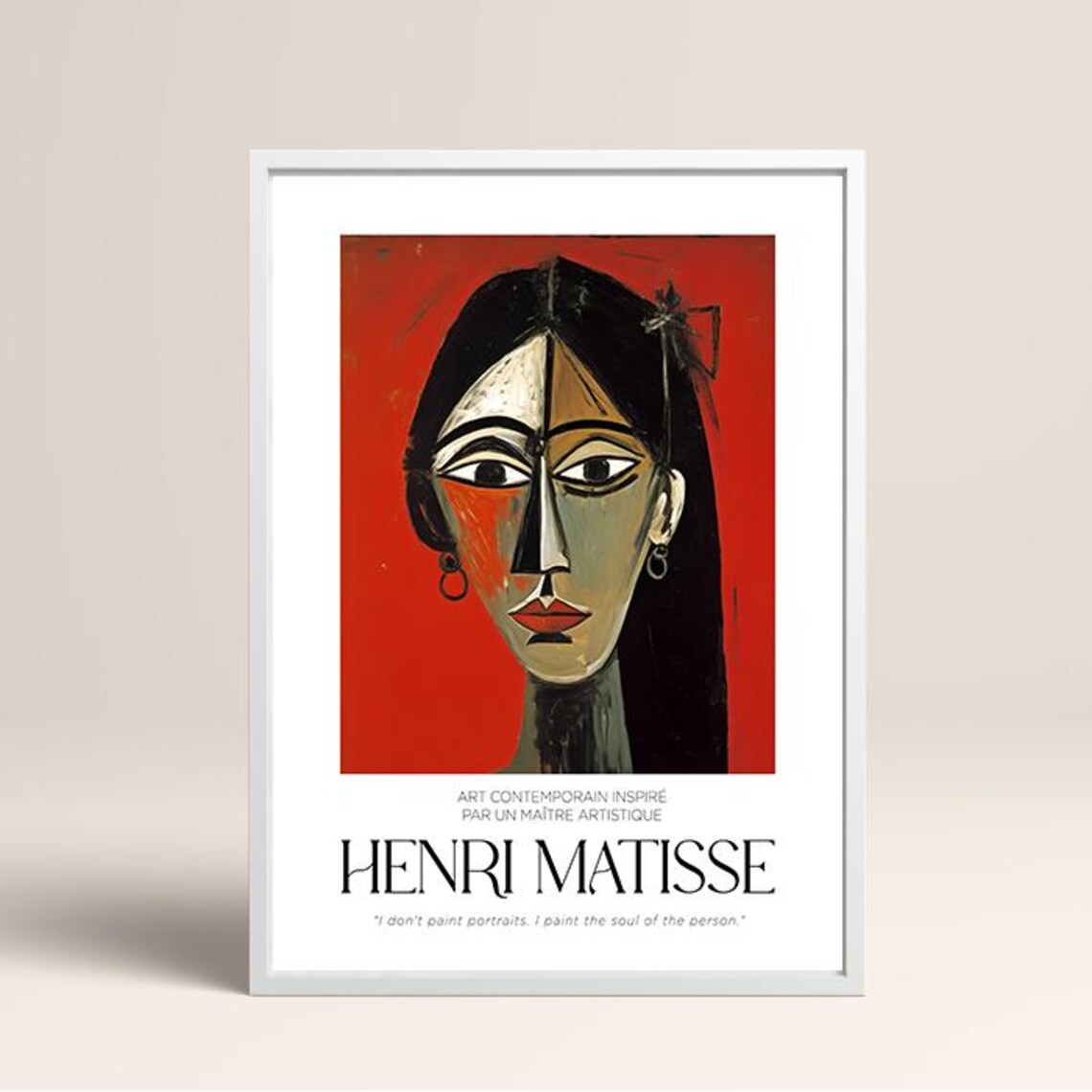 Henri Matisse Style Cubist Woman Portrait Red Quote Art Poster - Image 3