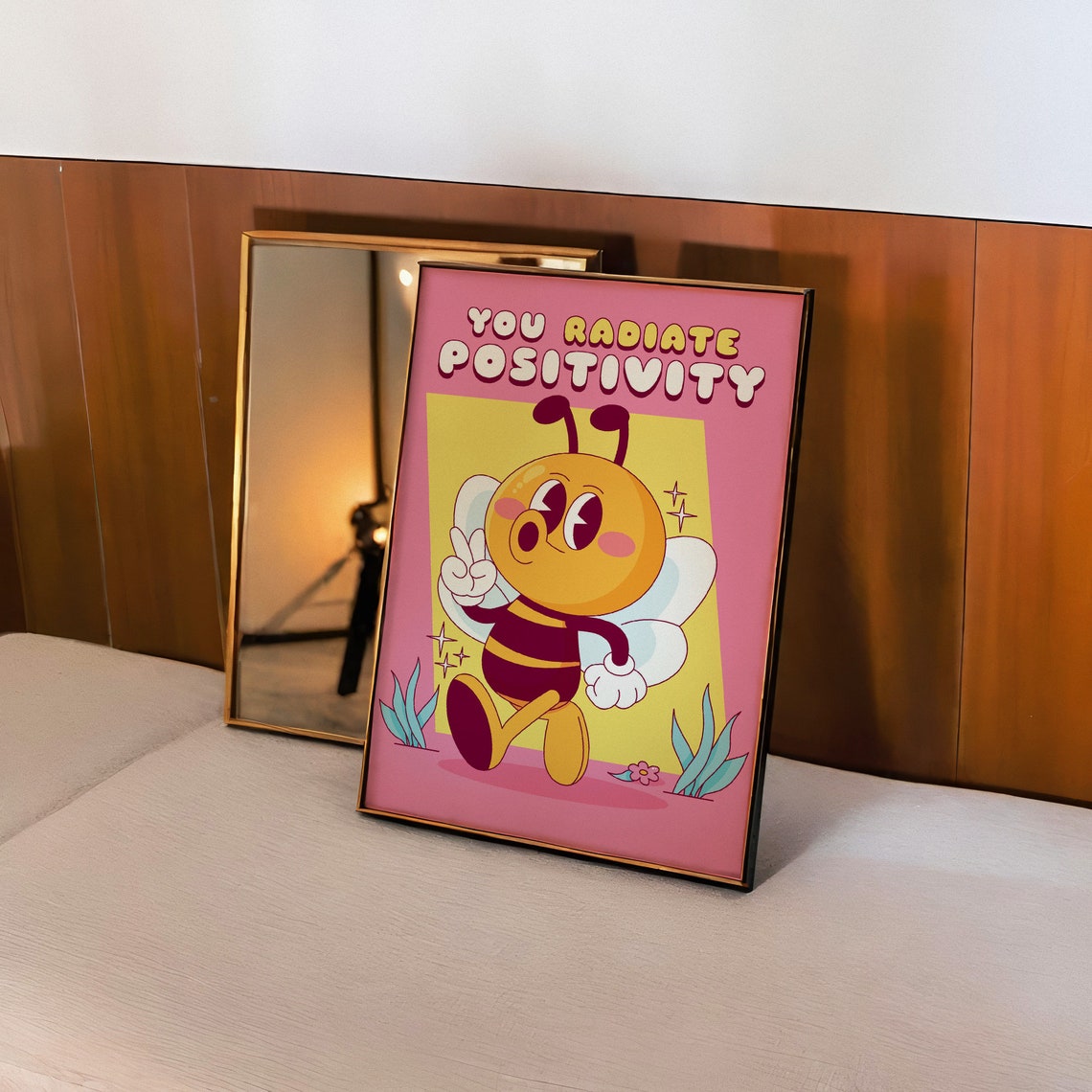 You Radiate Positivity Poster with Cute Bee Cartoon Art Style - Image 2