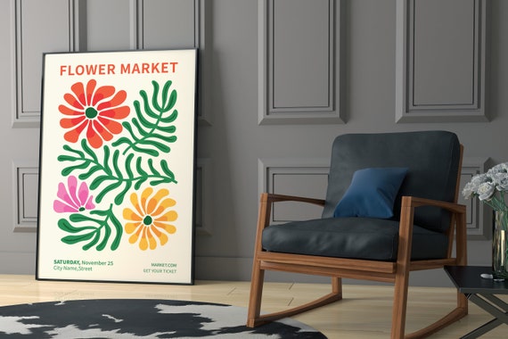 Flower Market Prints Exhibition Poster Framed Wall Art Retro Decor Cape Town Print Wall Decor Trendy Prints Gift Idea