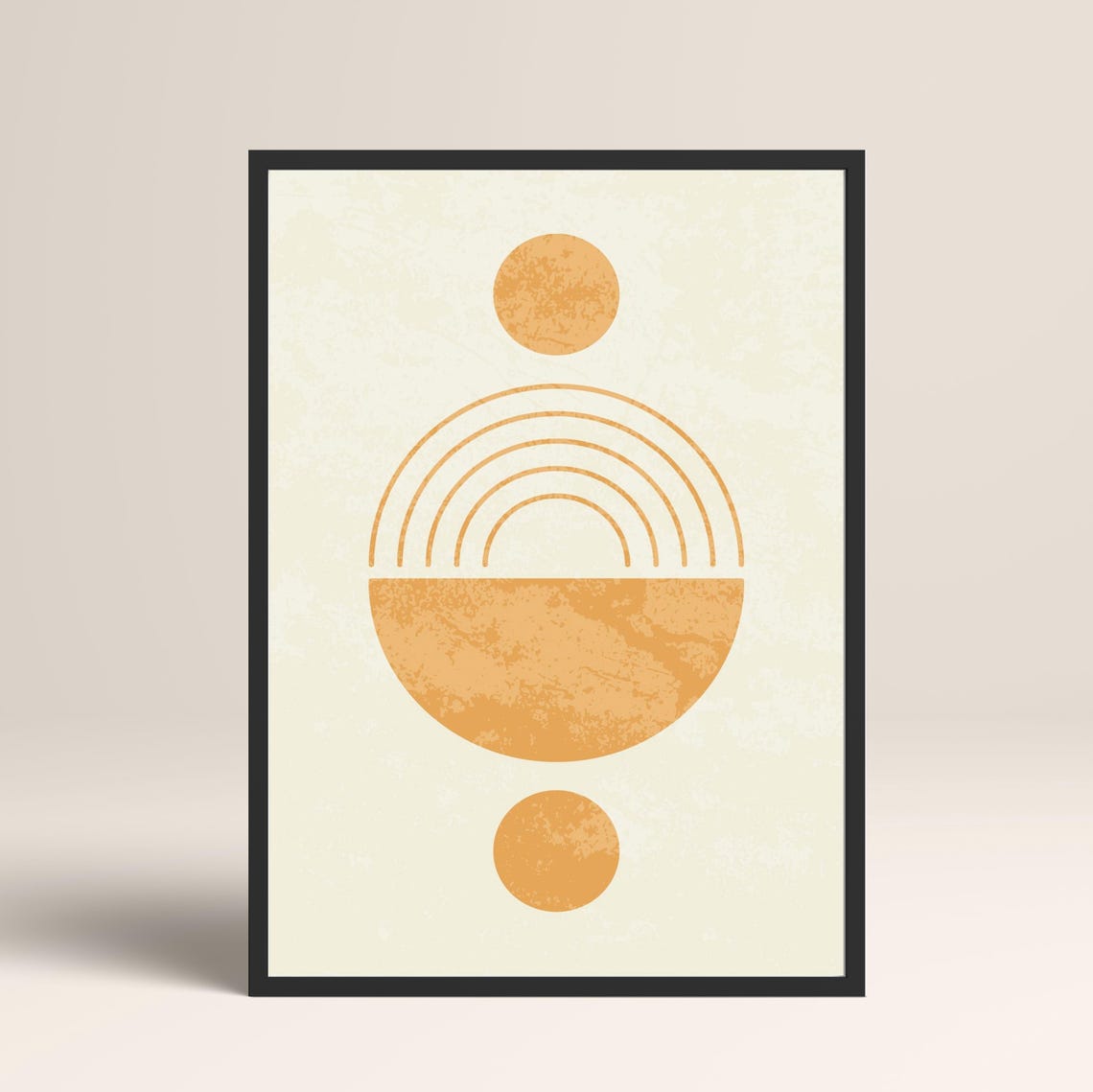 Burnt Orange Geometric Sun Arch Design Mid Century Boho Wall Art - Image 3