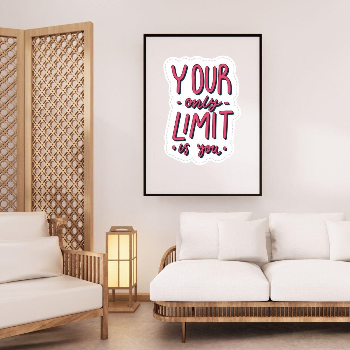 Your Only Limit Is You Pink Retro Sticker Motivational Poster Art - Image 2